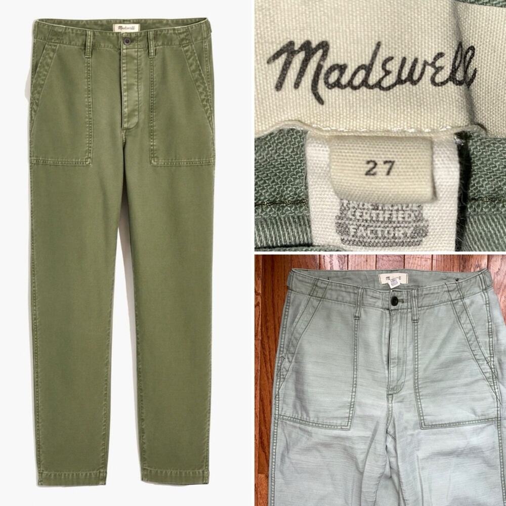 MADEWELL Griff $88 Tapered Fatigue Cargo Utility Pant Olive Green NA150 27 EUC